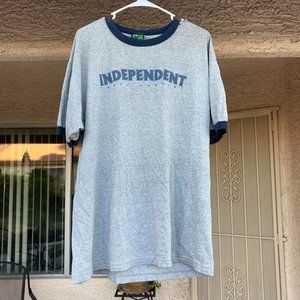 Vintage 90s Independent Truck Co. NHS Tag Ringer Tee Grey Men's Size XL